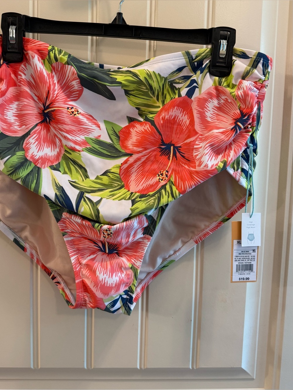 Kona Sol Coral Floral High Waist Bikini Bottoms